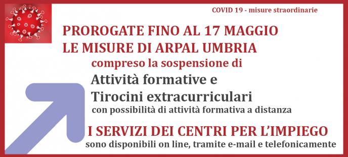 Proroga fino al 17 maggio  sospensione corsi, tirocini e attivi i servizi a distanza