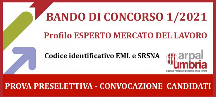 Convocazione candidati alla  prova preselettiva CONCORSO 1/2021 Profili EML e SRSNA