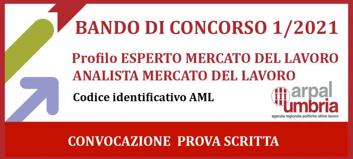 CONVOCAZIONE  PROVA SCRITTA CONCORSO 1_2021 Profilo AML